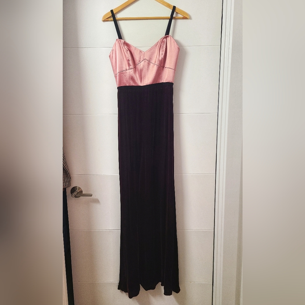 NWT Jill Stuart Strapless Two-Tone Silk Velvet Column Evening Gown - Picture 3 of 7